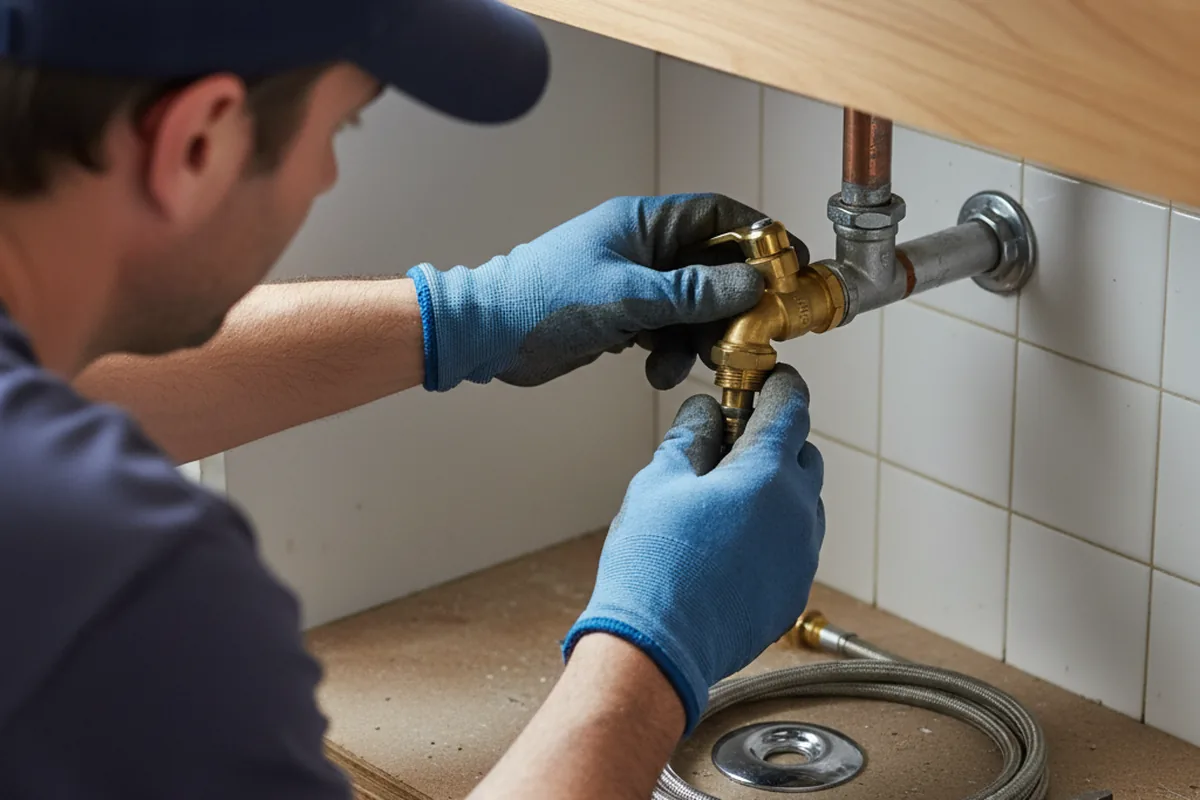 Shutoff valve and fitting work during Faucet and Fixture Repair in Freeland
